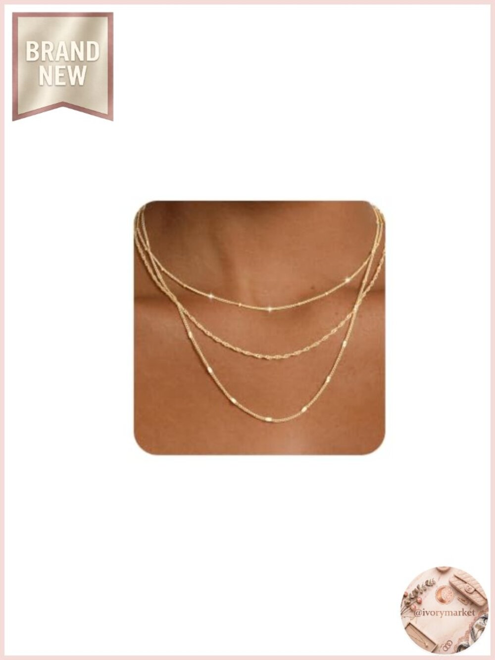 Layered 14k Gold Plated Necklace Set for Women, Stackable Jewelry Gift